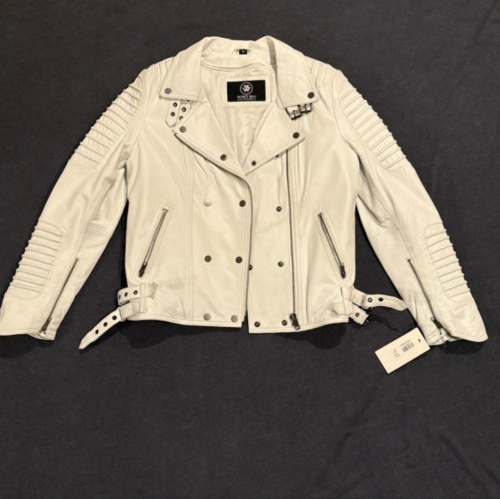WHET BLU 100% leather white jacket